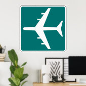 Airport Symbool Teken Vliegtuigreis Icon Poster (Thuiskantoor)