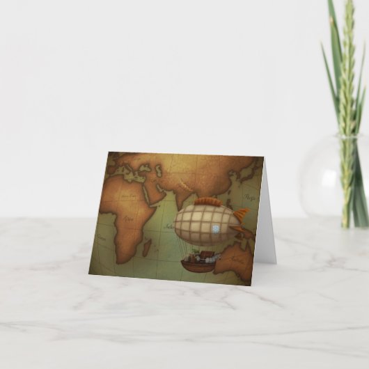 Airship Flying Over Eastern Hemisphere Map (Devant)