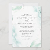 Airy Blue Turquoise Aquarelle Faire-part de mariag (Devant)