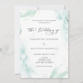 Airy Blue Turquoise Waterverf Wedding Modern Kaart (Voorkant)