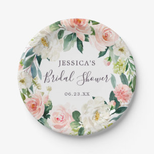Airy Blush Floral Vrijgezellenfeest Paper Bord