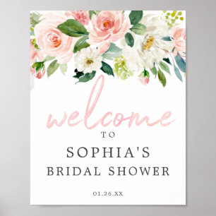 Airy Blush Floral Vrijgezellenfeest Welcome Sign Poster