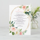 Airy Blush Floral Wedding Welcome Itinerary Programma (Staand voorkant)