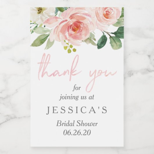 Airy Blush Mini Étiquette bouteille à vin (Étiquettes simples)