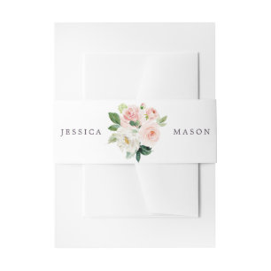 Airy Blush Wedding Invitation Belly Band Floral Uitnodigingen Wikkel