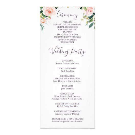 Airy Blush Wedding Programme - Ceremony Programme Reclamekaart (Achterkant)