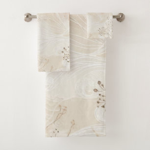 Airy Bohemian Botanical Floral String Art Design Bad Handdoek