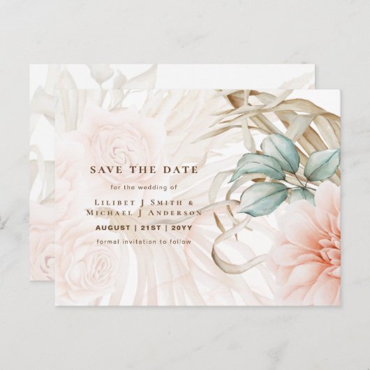 Airy BOHO Pampas Grass Light Peach Weddenschap Briefkaart (Voorkant / Achterkant)