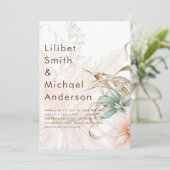 Airy BOHO Pampas Grass Light Peach Weddenschap Kaart (Staand voorkant)