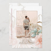 Airy BOHO Pampas Grass Light Peach Weddenschap Save The Date (Voorkant / Achterkant)