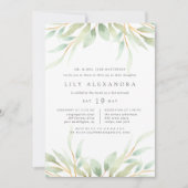 Airy Botanical Bat Mitzvah Invitation Kaart (Voorkant)