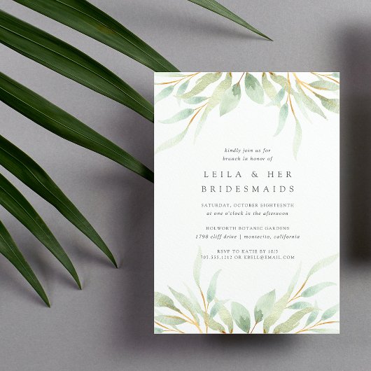 Airy Botanical Bridesmaids Brunch Invitation Kaart