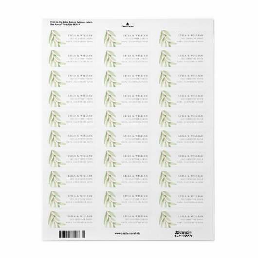 Airy Botanical Return Address Etiket (Full Sheet)