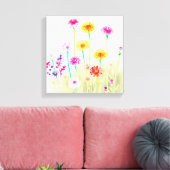 Airy Bright Neon Dandelions&Daisies Minimalist art Canvas Afdruk (Insitu (Woonkamer))