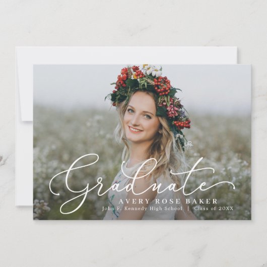 Airy Elegance EDITABLE COLOR Afstuderen Invitation Aankondiging (Voorkant)