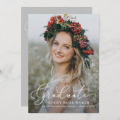 Airy Elegance EDITABLE COLOR Afstuderen Invitation Aankondiging (Voorkant / Achterkant)