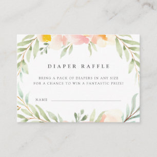 Airy Floral Baby shower Luier Raffle Ticket Kaarte Informatiekaartje