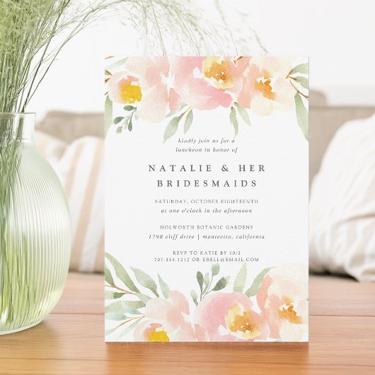 Airy Floral Bridesmaids Luncheon Invitation