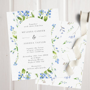 Airy French Blue Floral Pill Lijst Wedding Kaart