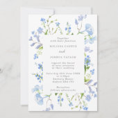 Airy French Regency Light Blue Floral Wedding Kaart (Voorkant)