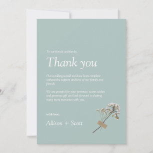 Airy Green Elegant minimalist Hand Press Floral Bedankkaart