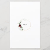 Airy Greenery Burgundy Floral Gold Mariage Menu (Dos)