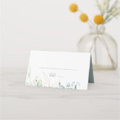 Airy Greenery en Gold Folded Wedding Place Card (Voorkant)