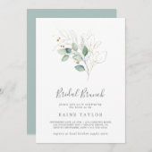 Airy Greenery en Gold Leaf Bridal Brunch Kaart (Voorkant / Achterkant)