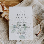 Airy Greenery en Gold Leaf Faded Wedding Kaart