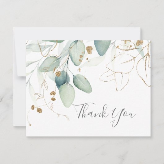 Airy Greenery en Gold Leaf Hartelijk dank Bedankkaart (Voorkant)