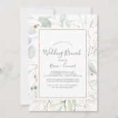 Airy Greenery en Gold Leaf Wedding Brunch Kaart (Voorkant)