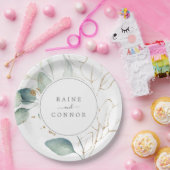 Airy Greenery en Gold Leaf Wedding Cake Papieren Bordje (Feest)