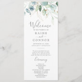 Airy Greenery en Gold Leaf Wedding Programme Programma (Voorkant)