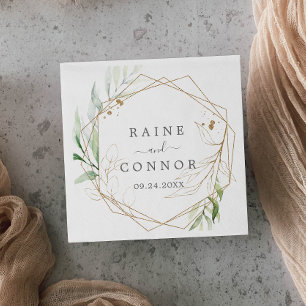 Airy Greenery en Gold Leaf Wedding Servet