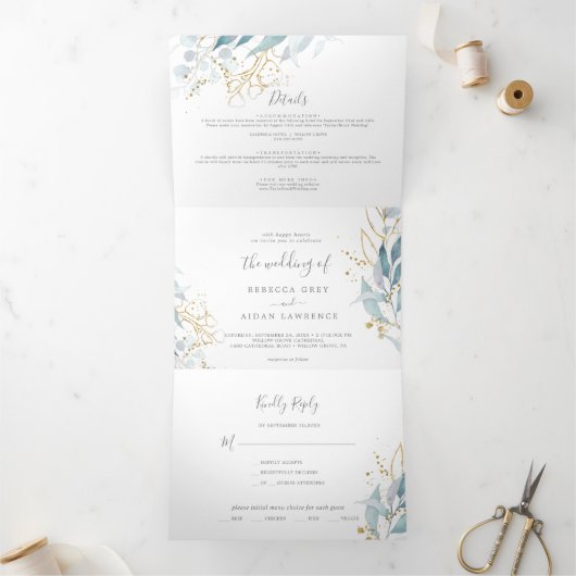Airy Greenery | Leaf Back Wedding All in One Drieluik Programma (Binnen)