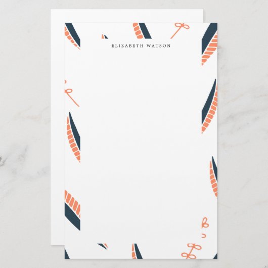 Airy Leaves | Monogrammofoonwerk Briefpapier (Voorkant / Achterkant)