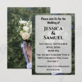 Airy Outdoor Wedding Invitation with White Roses (Devant / Derrière)