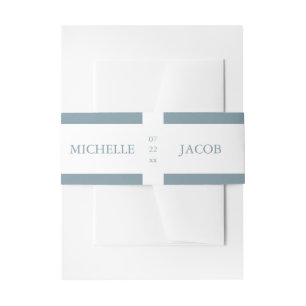 Airy Pastel Slate Blue Weddenschap Belly Band Uitnodigingen Wikkel