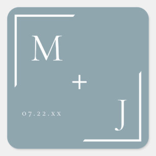 Airy Pastel Sticker Monogramme bleu ardoise