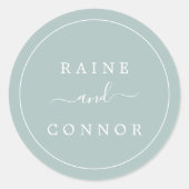 Airy Sage Green Wedding Envelope Seals Ronde Sticker (Voorkant)
