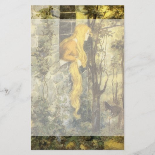  airy Tale, Rapunzel met lange klonen Briefpapier (Voorkant)