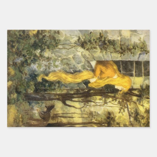  airy Tale, Rapunzel met lange klonen Inpakpapier Vel (Voorkant)