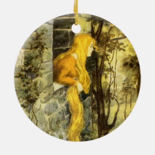 airy Tale, Rapunzel met lange klonen Keramisch Ornament (Achterkant)