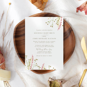 Airy Waterverf Wildbloemen Boho Simple Wedding Kaart