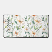 Airy White Flowers Greenery Pattern Blossom Floral Bureaumat (Voorkant)