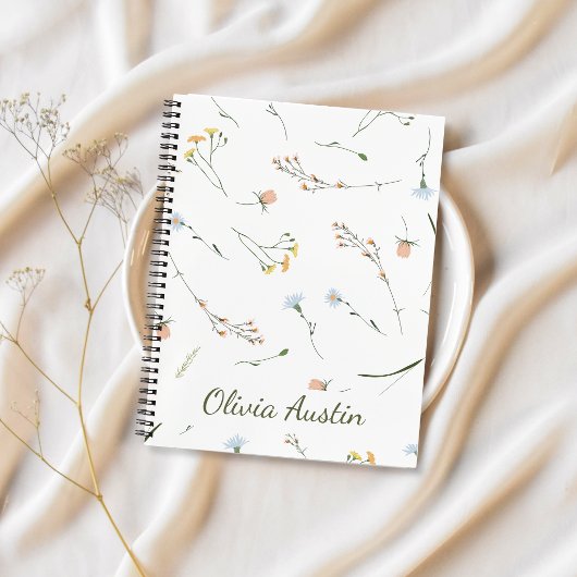 Airy Wildflower Journal Personalized Minimalist 