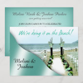 Aisle Aqua Lucite Green Beach Wedding Kaart (Voorkant / Achterkant)