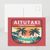 Aitutaki Cook Islands Retro Emblem Briefkaart (Voorkant / Achterkant)