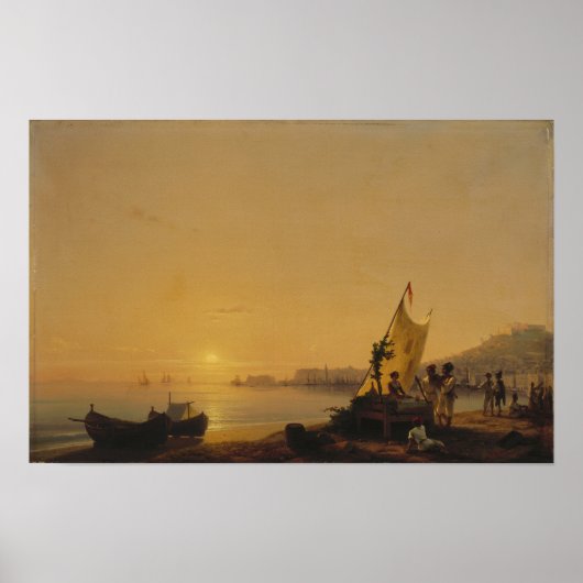 Aivazovsky - de baai van Napels 1900 Poster (Voorkant)