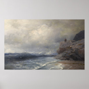 Aivazovsky - Een schip in nood 1894 Poster